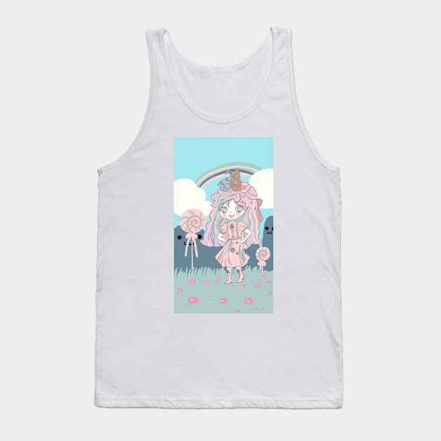 Cute kawaii unicorn anime manga chibi girl Tank Top by meisanmui